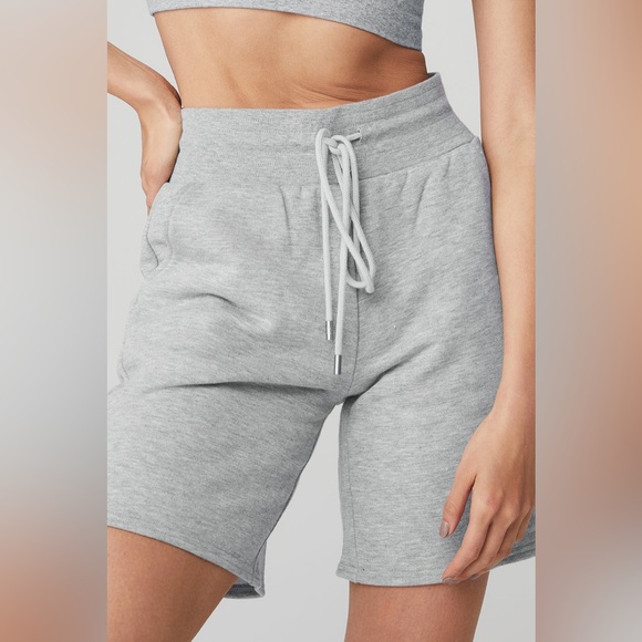 ALO Yoga High-Waist Easy Sweat Short Athletic Heather Grey Size Small - Picture 5 of 12